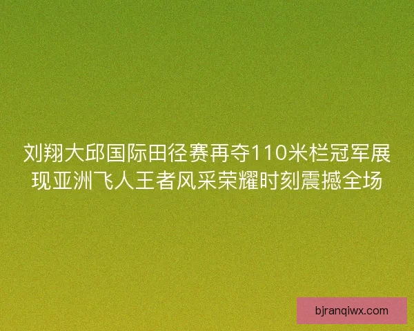 刘翔大邱国际田径赛再夺110米栏冠军展现亚洲飞人王者风采荣耀时刻震撼全场 刘翔大邱国际田径赛再夺110米栏冠军展现亚洲飞人王者风采荣耀时刻震撼全场
