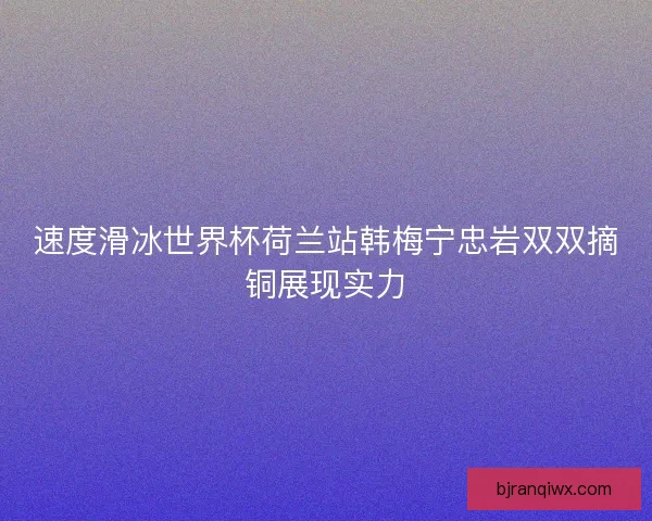 速度滑冰世界杯荷兰站韩梅宁忠岩双双摘铜展现实力