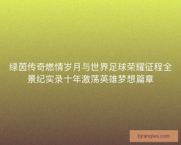 绿茵传奇燃情岁月与世界足球荣耀征程全景纪实录十年激荡英雄梦想篇章